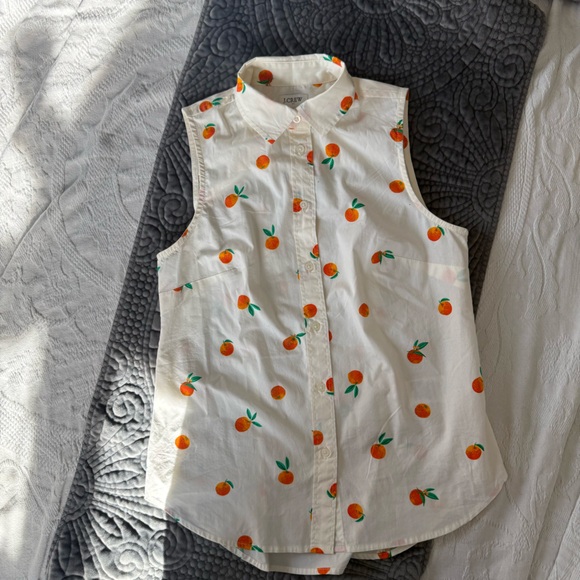 J. Crew White Oranges Top - Picture 2 of 5